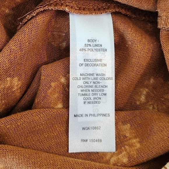 Market & Spruce Linen Blend Brown and Cream Floral Tank Size XXL - Picture 9 of 11